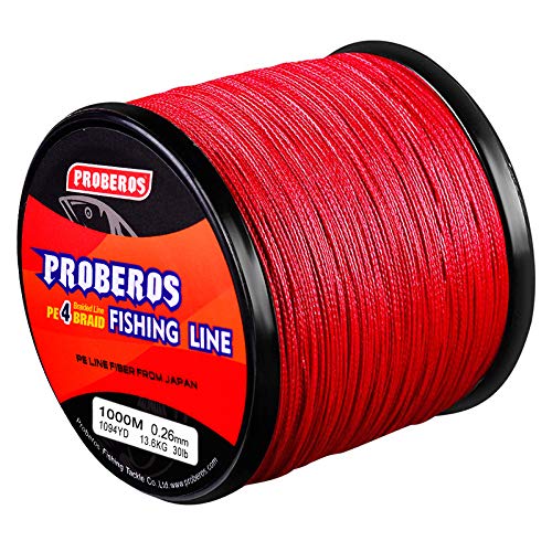 Braided Fishing Line 4 Strands Stronger Multifilament PE Braid Wire for Saltwater 6LB-100LB 110yards 328yards 547yards Super Strong Superline - color: Red, size: 547Yds/10LB