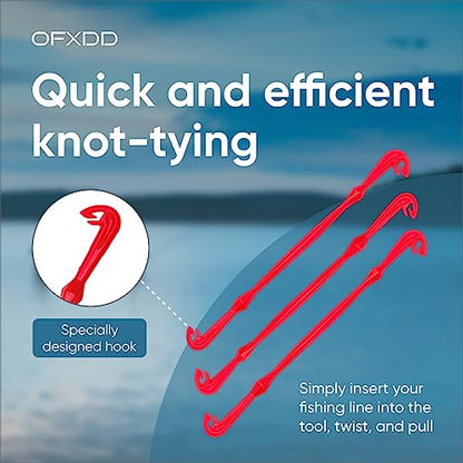 Loop Tyer - Hook Loop Tyer for Fishing - Plastic Fishing Line Knot Tying Tool, Red, 3 Pcs