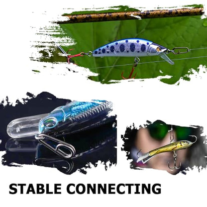 Atibin Stainless Steel Fishing Snap Freshwater High Strength Fishing Clips Saltwater Oval Split Fishing Snaps Swivels Black Nickel - size: SizeS (79lb) 50 pcs