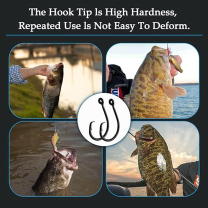 10PCS High-Carbon Steel Circle Hooks Barbed Fishing Hooks with Holes, Freshwater and Saltwater Fishing Hooks for Tuna, Catfish, Bass - size: 2/0
