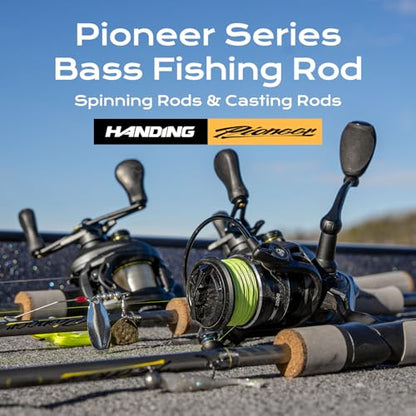 HANDING Pioneer Fishing Rod 2-Piece Baitcaster Rod & Spinning Rod | Ideal for Bass Trout Walleye Freshwater All-Purpose Rod. 24T Carbon Fiber EVA Handle Titanium Oxide Guide Rings - size: 6' - M - Moderate Fast-2pcs