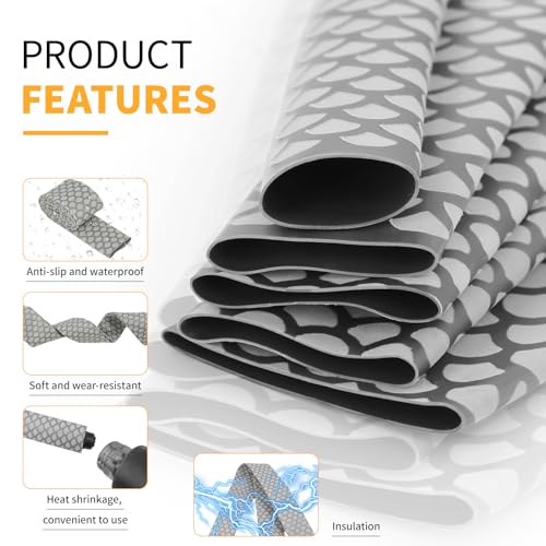 Heat Shrink Tubing, 3.28ft 2:1 Shrink Ratio Heat Shrink Tube for Fishing Rod Grips with Non Slip Waterproof, Fish Scale Pattern Heat-Shrink Tubing (1, Grey, Dia:28mm) - color: Grey, size: Dia:28mm