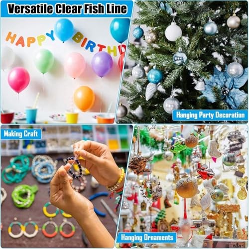 Clear Fishing Wire, Monofilament Fishing Line, Clear String for Hanging, Invisible Strong Wire Nylon Thread for Hanging Balloon Garland Picture Decorations - size: 0.3mm/820ft/12lb