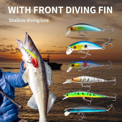 TSKS Fishing Artificial Lures Kit Mixed Including Front Diving Fin Minnow Surface Popper Crank Baits Pencil VIB with Hook and Soft Lures Accessories for Saltwater Freshwater Trout Bass Tackle Gift Set - color: 150pcs