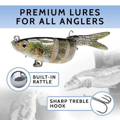 DMSE Fishing Lures for Bass Trout Crappie, Lifelike Swimbait Soft Plastic Baits with 3D Realistic Eyes, Slow Sinking Action for Freshwater and Saltwater Fishing Gifts for Men