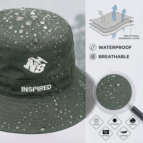 Bucket Hat for Men Women,Waterproof Sun Hat UV Protection with Detachable Face Neck Flap for Outdoors - color: Green