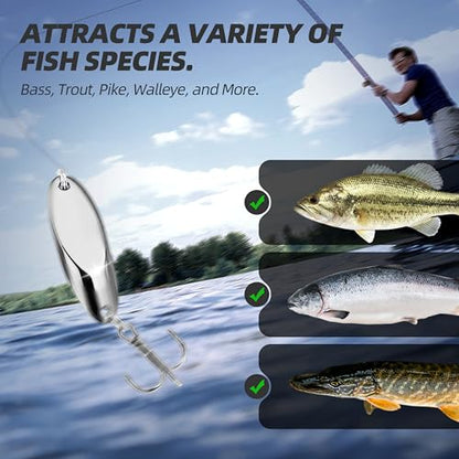 Jigging Spoon Fishing Lures, Slant Cut Metal Spoon with Glow, High Flash, Sharp Treble Hooks, Precision Wobble for Bass, Trout, Pike & Walleye - color: 6PCS, size: 3/16oz