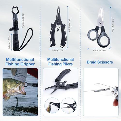 Goture Fishing Rod & Reel Combo-4/6 Piece Fishing Rod Set,Travel Fish Rod | Ultralight Spinning Rod Set w/Fishing Reel, Fishing Tackle Bag, Braided Line, Lures & Hooks Kit - color: Xceed 4 Pieces Rod w/ Hard Fishing Case, size: 7FT