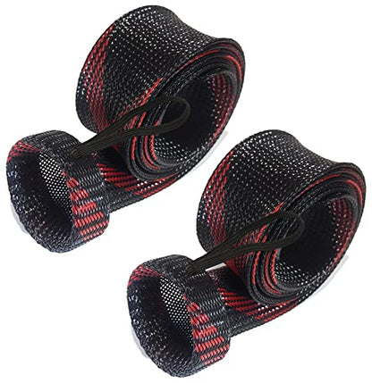 Reaction Tackle Rod Socks, Fishing Rod Sleeves and Covers for Spinning and Casting Rods, Breathable Mesh Rod Protectors with Elastic Band (2-Pack) - color: Black/Red