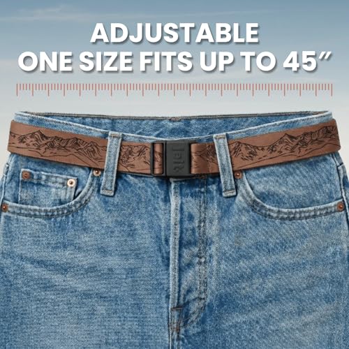 JeltX Adjustable Elastic Belts for Men and Women, Non-Slip Stretch Belt with Magnetic Belt Buckle and Grippy Gel - color: Bridger Mountain