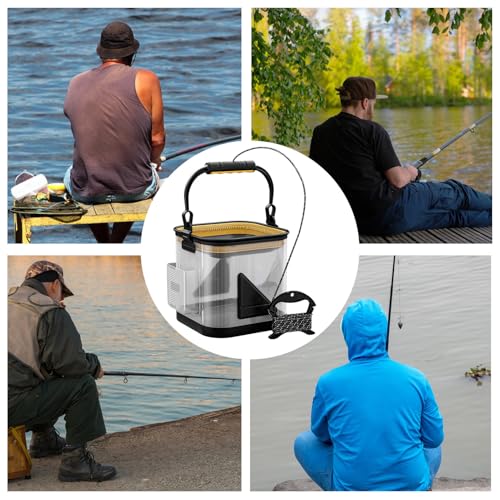Fishing Bucket - Portable Transparent Fishing Basket, Durable Fish Storage Organizer, Water-Resistant Container | Crappie Saltwater Inshore Pike for Crappie Saltwater Inshore Pike