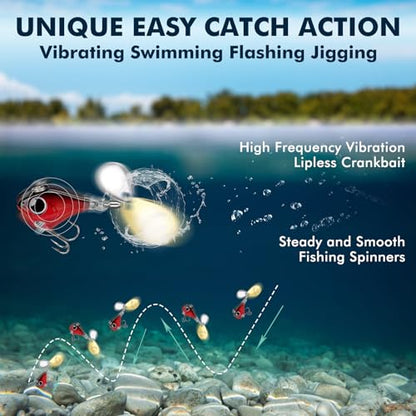 TRUSCEND Vibespinner Easy Catch Fishing Lures with BKK Hooks, Tail Spinner Baits with 4 Actions, Vibrating Swimming Flashing & Jigging for More Bites, Spoon Lures for Bass Trout Crappie Walleye Pike - color: A4-3/4oz-21g