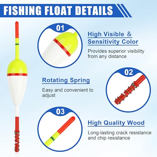 AGOOL Slip Bobbers Wood Fishing Floats and Bobbers Spring Bobbers Stick Slip Bobbers for Crappie Fishing Bobbers for Crappie Panfish Walleyes Trout Bass Fishing 5/10pcs - color: 1.97 x 0.91 x 5.63 inch - 10pcs