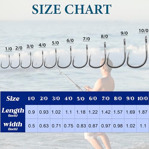 Fishing Hooks Live Bait Hooks Saltwater Circle Hooks Stainless Steel Fishing Hooks 2X Strong Circle Hooks Assist Hooks Bait Fishing Hooks for Ocean Saltwater Freshwater Fishing Size: 1/0-10/0 - size: 30 Pcs, 6/0
