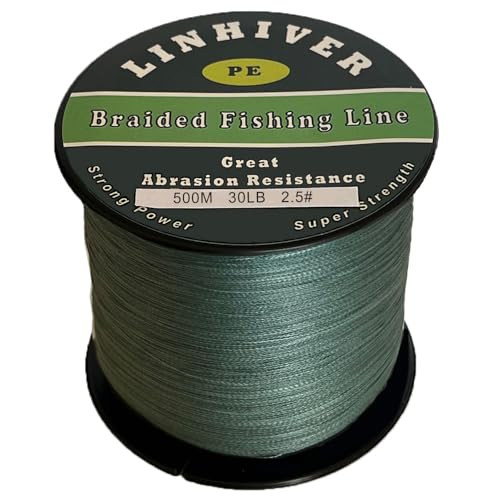 Braided Fishing Line, Strong Power, Great Abrasion Resistance, Thin Diameter, No Stretch, Low Memory and High Sensitivity(164/328/547/1093Yds) 10/15/20/30/40/50/60/70/80/100LB,4/8 Strands - color: Dark Green, size: 30LB-0.26mm-547YDS(500M)-4 Strands