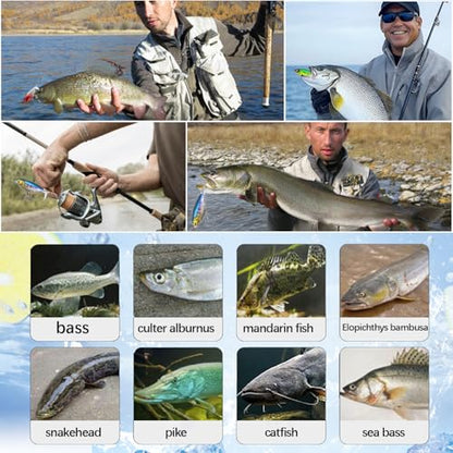 Topwater Fishing Lures for bass Whopper Popper Lures with Rotating Tail for Freshwater or Saltwater bass Catfish Pike Perch Floating Pencil Bass Bait (Variegated, Medium)