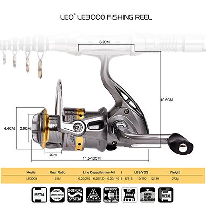 2Pcs Telespoic Fishing Rod and Reel Combos with Spinning Reel and Necessary Lure Accessories Portable Carrier Bag for Saltwater Freshwater