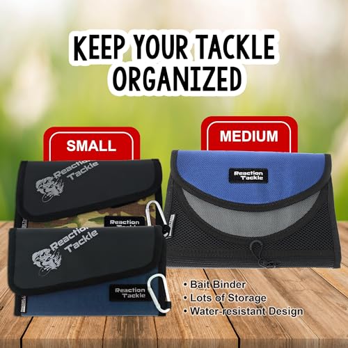 Reaction Tackle Fishing Tackle Organizer Case, Soft Bait Binder for Soft Plastics and Terminal Tackle with Zippered Sleeves, Small Blue - size: Small Blue
