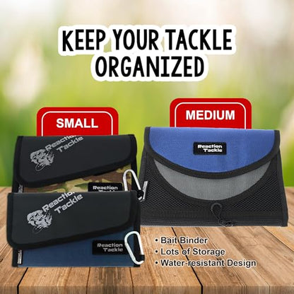 Reaction Tackle Fishing Tackle Organizer Case, Soft Bait Binder for Soft Plastics and Terminal Tackle with Zippered Sleeves, Small Blue - size: Small Blue