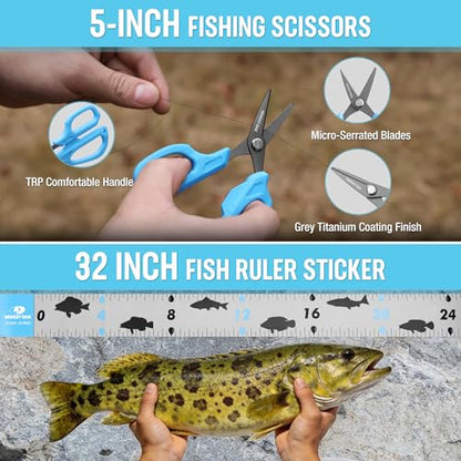 Mossy Oak Fishing Tools Kit- Fishing Plier, Fish Lip Gripper, Multifunctional Fishing Hook Remover with Lanyards Sheath, Saltwater Resistant Fishing Accessories & Equipment, Fishing Gifts for Men - style: 7pc fishing tool kit