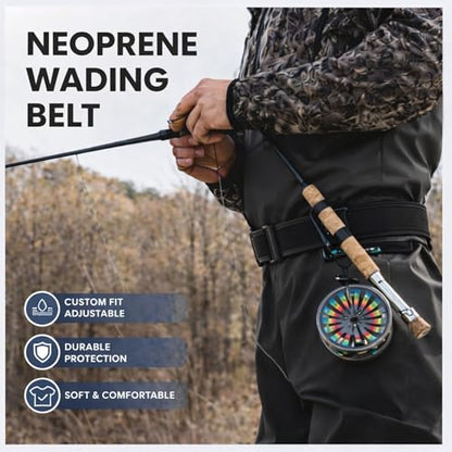 O’Pros Premium 2” Neoprene Adjustable (24” to 48”) Wading Belt – Fishing Wader Belt - color: Black