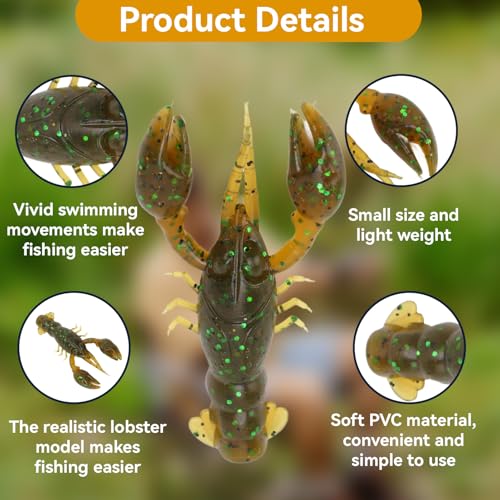 HERCHR Soft Fishing Lure Crawfish Bait Shrimp Lobster Claw Artificial Lure 10pcs Soft Lure Baits - color: GREEN