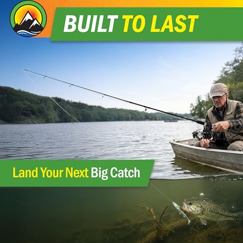 Wakeman Fiberglass Fishing Rod and Reel Combo – 2-Piece 65-Inch Medium Action Spinning Rod Set for Lake Fishing - color: Blackout Matte Black