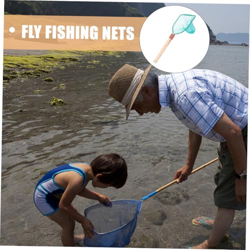 GALPADA Portable Fishing Net with Wood Handle 30Cm Large Mesh Landing Net for Freshwater Fish Catching Suitable for Recreational and Household Use
