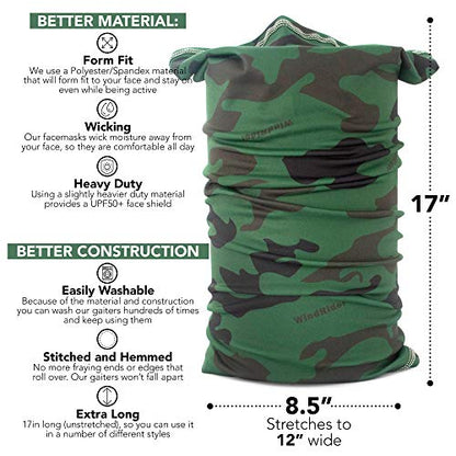 Neck Gaiter for Men & Women - UPF 50+ Sun Protection, Fishing, Cooling - color: Camo