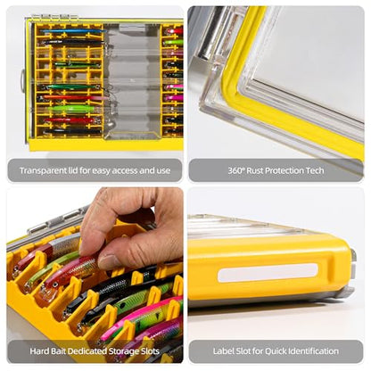 RUNCL 3700 Jerkbait Box, Waterproof Floating Lure Storage Box with Adjustable Dividers, Clear Rust-Proof Utility Tray for Terminal Tackle, Hooks and Sinkers - color: 3700 Jerkbait Box