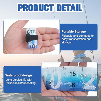 35in Fish Ruler Waterproof Fish Measuring Tape Foldable Fishing Ruler | 2 Packs Portable Folding Fishing Tape Measure with Storage Strap, Fish Measuring Tool for Boats Kayaks Coolers (Blue)