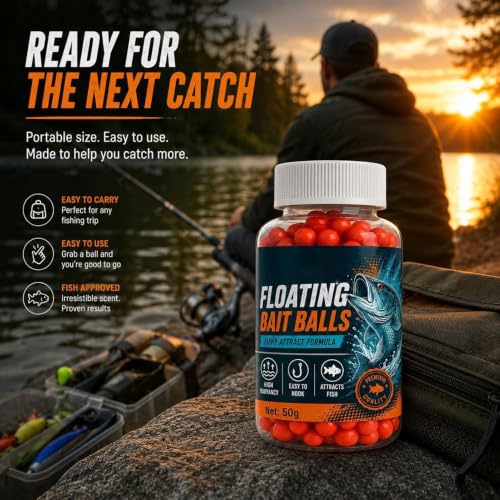Fish Bait Floating Lure Strike High Buoyancy Floating Bait Pellet Indicator | Bait Balls for High-buoyancy floating bait pellets; fish-attracting formula with Lakes Rivers Sports Outdoors Trout Cod Bass
