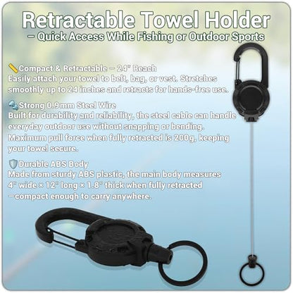 mayoken® 9 Pack Green Fishing Towels with Clips & Zinger Retractors, Quick-Dry Absorbent Microfiber Bait Towels for Fishing, Boating, Kayaking, Camping & Hiking - color: 9pcs-green