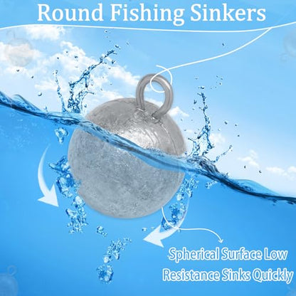 Round Fishing Sinkers 10/5pcs Cannonball Lead Weights | Assorted Sizes Egg Sinkers Saltwater Freshwater 1oz to 4oz - size: 1oz-5pcs