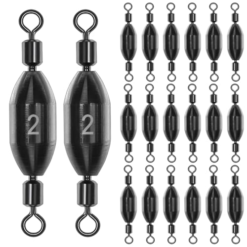 20Pcs Fishing Weights Swivel Brass Sinkers Fishing Weights | Saltwater Freshwater Bullet Sinkers Fishing Weight with Swivel Rolling - size: 1/4oz-20pcs