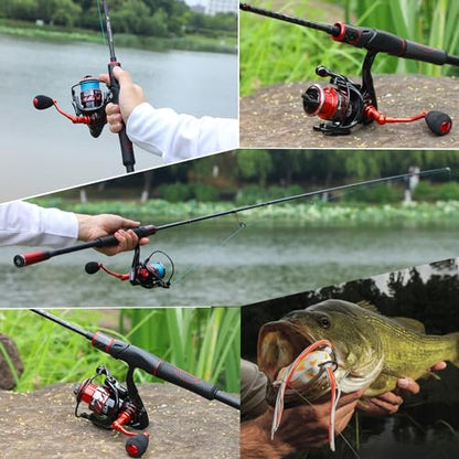 Sougayilang Fishing Rods, Spinning Rods and Casting Fishing Rods, with Full Carbon Fiber Handle, 24T Carbon Fiber 2PCS Fishing Pole for Long Casting Bass, Trout, Panfish - size: Spin-7'00''