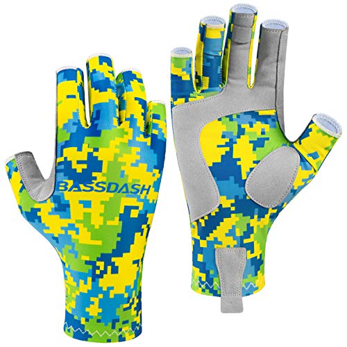 Bassdash ALTIMATE UPF 50+ Women’s Fishing Gloves UV Sun Protection Fingerless Gloves for Kayaking Paddling Hiking Cycling Driving Shooting Training - color: Mahi Camo, size: Medium