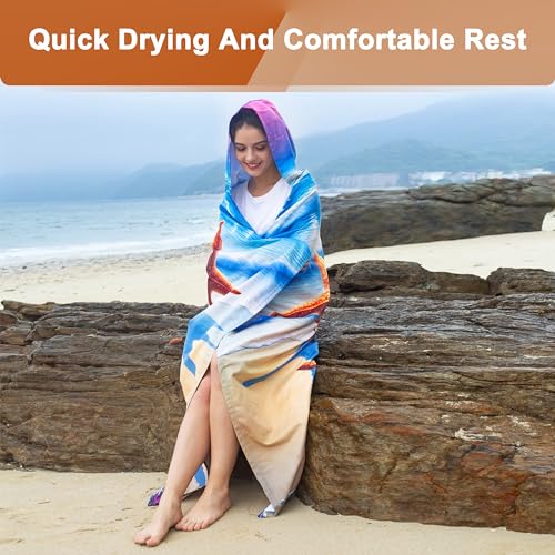 Catalonia Hooded Towel for Adults, Quick-Dry Beach Poncho with Hood, Sand-Free Summer Gift - color: Starfish