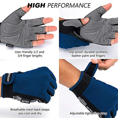 BASSDASH Astro Fishing Gloves Men’s Women’s Fingerless Gloves for Game Fishing Kayaking Paddling Sailing MTB - color: Navy Blue, size: Small