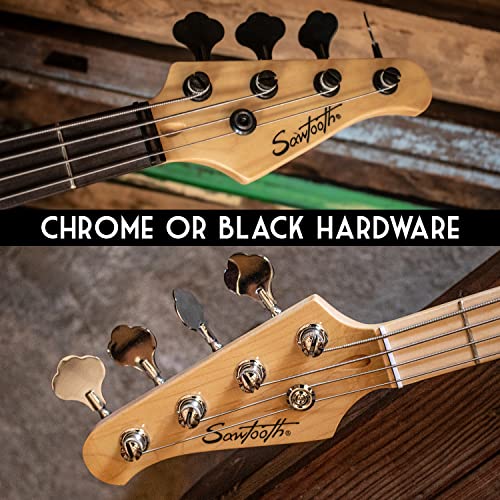 Sawtooth EP Series Alder Wood Electric Bass Guitar (Sunburst Alder Right-Handed) - color: Sunburst Alder Right-Handed, style: Right Hand