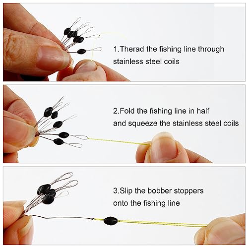 600 Pieces Fishing Bobber Stops, Float Sinker Stops, Portable Fishing Accessories, Freshwater Saltwater Bobbers for Fishing, Slip Float Tackle Kit - size: XS (Oval)
