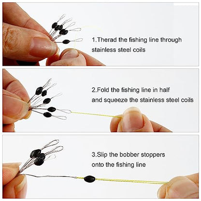 600 Pieces Fishing Bobber Stops, Float Sinker Stops, Portable Fishing Accessories, Freshwater Saltwater Bobbers for Fishing, Slip Float Tackle Kit - size: S (Oval)