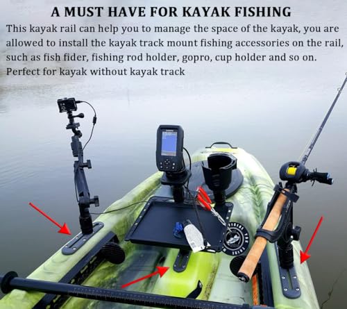 Huntury Kayak Track, Kayak Low Profile Track, Kayak Rail, Kayak Accessories Mount Track, Kayak Gear Track for Fishing Rod Holder, Fish Finder, Cup Holder, Anchor Cleats - size: 7" Length (Pack Of 2)