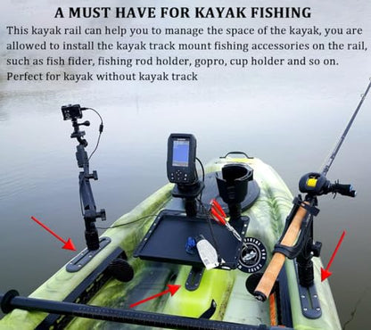 Huntury Kayak Track, Kayak Low Profile Track, Kayak Rail, Kayak Accessories Mount Track, Kayak Gear Track for Fishing Rod Holder, Fish Finder, Cup Holder, Anchor Cleats - size: 7" Length (Pack Of 2)