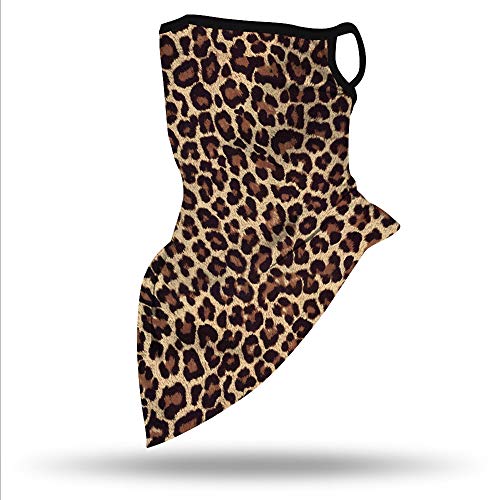 YAYOUREL Neck Gaiter Face Mask Bandanas for Men Women UV Face Scarf Cover Ear Loop Hole Facemask for Fishing Running Cycling - color: Brown Black