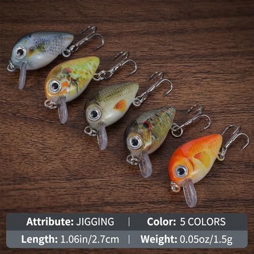 5 Pcs Mini Fishing Lures Hard Baits Hooks Micro Fishing Lures Crankbaits Baits Topwater for Freshwater and Saltwater - style: Style 1