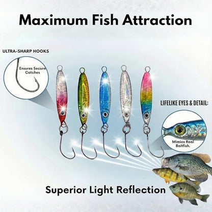 HALYXS/5Pack -Jigging Spoon, Ice Fishing jigs, Spoon Fishing, Jigging Lure, Great Lure for Crappies, Panfish, Walleye, Fresh Water Fishing, Metal (3g/5g) - size: medium / 5g