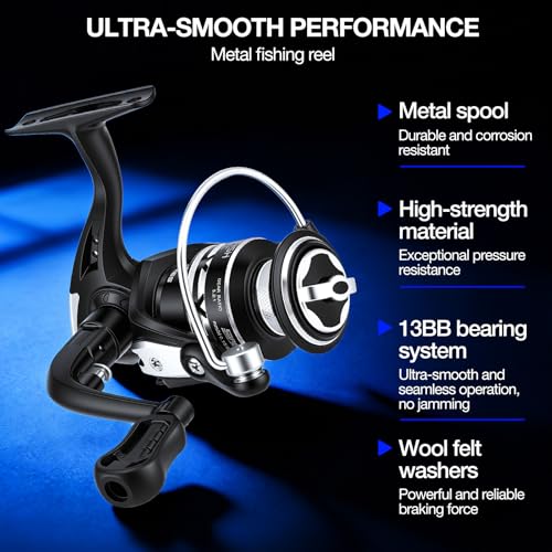 2PCS Telescopic Fishing Rod and Reel Combo Sets, Collapsible Fishing Pole Set with 2 Carbon Fiber Fishing Poles, 13BB Pre‑Spooled Spinning Reels, Saltwater Fishing Rod for Adults and Beginners