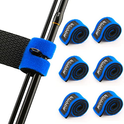 Booms Fishing RS3 Fishing Rod Wrap Pole Straps， Hook & Loop Fishing Rod Belts, Fishing Rod Ties for Casting Rods, Spinning Rods and Fly Rods - style: C: Blue_9.6"_6pack