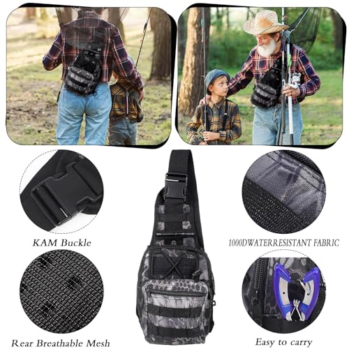 397 Pcs Fishing Accessories Kit Tools Include Backpack Fishing Tackle Box with Hooks Weights Sinkers Spinner Blade Gear - color: Black, size: Python Style